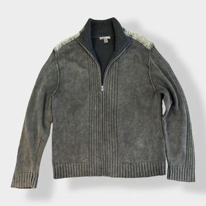Pronto UOMO Blue Vintage brown y2k full zip 100% cotton‎ sweater Size L